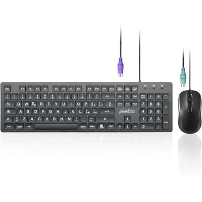 Perixx PERIDUO-117P PS/2 toetsenbord en muis, Italiaanse QWERTY-lay-out, optische muis met 3 toetsen, kabel 1,8 m, zwart Perixx PERIDUO-117P PS/2 toetsenbord en muis, Italiaanse QWERTY-lay-out, optische muis met 3 toetsen, kabel 1,8 m, zwart