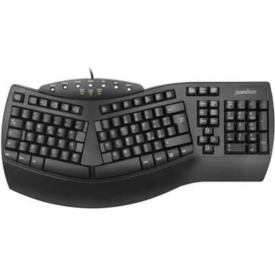 Perixx PERIBOARD-512 Ergonomisch split-toetsenbord met USB-poort, gedeeld ontwerp, met 7 multimediatoetsen en geïntegreerde handsteun, Italiaanse QWERTY, zwart Perixx PERIBOARD-512 Ergonomisch split-toetsenbord met USB-poort, gedeeld ontwerp, met 7 multimediatoetsen en geïntegreerde handsteun, Italiaanse QWERTY, zwart