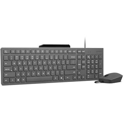 Lenovo 310 USB-A Combo toetsenbord en muis met kabel (rode optische sensor, 2000 dpi, 3 toetsen, scroll, spatwaterdicht toetsenbord, telefoonhouder, USB-A) Spaans QWERTY-toetsenbord, grijs Lenovo 310 USB-A Combo toetsenbord en muis met kabel (rode optische sensor, 2000 dpi, 3 toetsen, scroll, spatwaterdicht toetsenbord, telefoonhouder, USB-A) Spaans QWERTY-toetsenbord, grijs