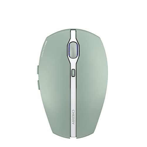 CHERRY GENTIX BT, draadloze Bluetooth-muis, multi-apparaatfunctie voor maximaal 3 eindapparaten, schakelbare resolutie (1000/2000 dpi), 7 knoppen en scrollwiel, werkt op batterijen, agave green