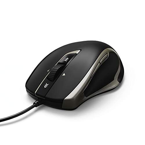 Hama Optische muis "Torino" (1,8 m kabel, USB, tot 1200 dpi, browsertoetsen, programmeerbaar, 4-weg scrollwiel) PC/laptop/computermuis, notebook mouse, zwart