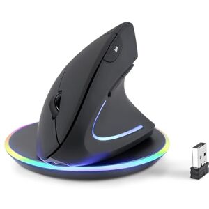 Perixx PERIMICE-713RX Draadloze oplaadbare verticale muis, dubbel opladen, 6 knoppen, rechtshandig, zwart Perixx PERIMICE-713RX Draadloze oplaadbare verticale muis, dubbel opladen, 6 knoppen, rechtshandig, zwart