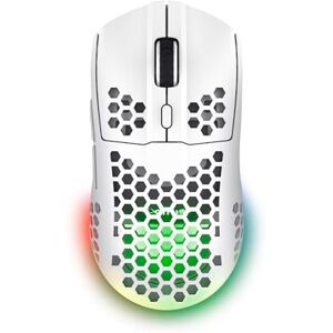 Trust GXT 929W Helox Ultralichte Draadloze Gaming Muis 75g, Batterijduur 80h, 2.4 GHz Micro-USB, Aanpasbare DPI 800-4800, LED Oplaadbare Gaming Mouse voor PC Computer Laptop Wit Trust GXT 929W Helox Ultralichte Draadloze Gaming Muis 75g, Batterijduur 80h, 2.4 GHz Micro-USB, Aanpasbare DPI 800-4800, LED Oplaadbare Gaming Mouse voor PC Computer Laptop Wit