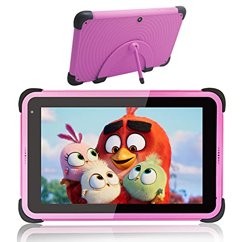 CWOWDEFU 2022 New kindertablet 8 inch,Android 11.0 tablets voor kinderen,5MP+8MP,1280x800 IPS HD scherm,3GB RAM 32GB ROM(TF 256GB)peutertablet met ouderlijk toezicht,wifi,met kindertablethoes standaard (roze)