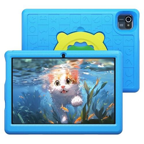 Wqplo Kindertablet met wifi, Android, 10 inch, 32 GB en 2 GB RAM met ouderlijk toezicht (blauw)