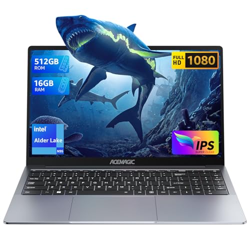 ACEMAGIC Notebook Intel N95 【Accu N5095, tot 3,4 GHz】,16 GB DDR4 RAM 512 GB SSD (uitbreiding 2 TB), 15,6 inch Full HD Notebook, 2,4G/5G WiFi, BT5.0, Type_C, USB3.2, HDMI, webcam laptop kantoor