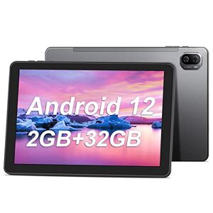 Haehne Tablet 10 inch Android 12, tablet PC 2 GB RAM 32 GB ROM, 2022 model quad-core processor, IPS 1280 x 800 FHD, 2 MP + 5 MP dual camera's, batterijen 4500mAh, WiFi, Bluetooth, GPS, Type-C, grijs