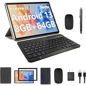 CUPEISI 2-in-1 tablet 2023 Android 11 tablet 10 inch met toetsenbord 4 GB + 64 GB tablet met muiscapaciteit pen 1.8GHz Quad Core HD touchscreen 1280x800 dual camera 8MP