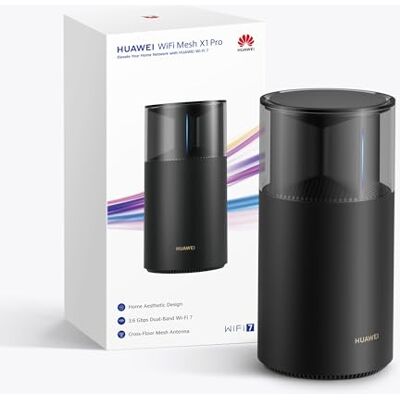 Huawei WiFi Mesh X1 Pro Routeur, Wi-Fi 7 double bande de 3,6 Gbit/s, Antenne maillée transversale, 4 ports 2.5 GE, Conception esthétique pour la maison, 30 maanden garantie, Jeux, Exclusivité Amazon Huawei WiFi Mesh X1 Pro Routeur, Wi-Fi 7 double bande de 3,6 Gbit/s, Antenne maillée transversale, 4 ports 2.5 GE, Conception esthétique pour la maison, 30 maanden garantie, Jeux, Exclusivité Amazon