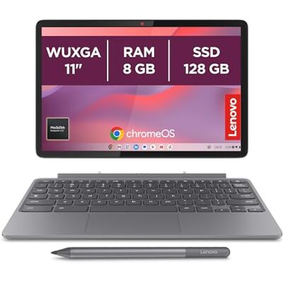 Lenovo Chromebook Duet 11 Gen 9 laptop, 27,9 cm (11 inch), WUXGA, touchscreen + pen inbegrepen (MediaTek Kompanio 838, 8 GB RAM, 128 GB Emmc, ChromeOS) grijs QWERTY + 3 maanden Google AI Pro met Lenovo Chromebook Duet 11 Gen 9 laptop, 27,9 cm (11 inch), WUXGA, touchscreen + pen inbegrepen (MediaTek Kompanio 838, 8 GB RAM, 128 GB Emmc, ChromeOS) grijs QWERTY + 3 maanden Google AI Pro met
