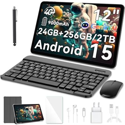 Blackview MEGA2 Tablet 12 inch met toetsenbord, Android 15, 24 GB RAM (6 + 18 GB) + 256 GB, 2K display, 4G LTE, 5 GHz WLAN, 9000 mAh, complete set met muis, pen en oplader Blackview MEGA2 Tablet 12 inch met toetsenbord, Android 15, 24 GB RAM (6 + 18 GB) + 256 GB, 2K display, 4G LTE, 5 GHz WLAN, 9000 mAh, complete set met muis, pen en oplader