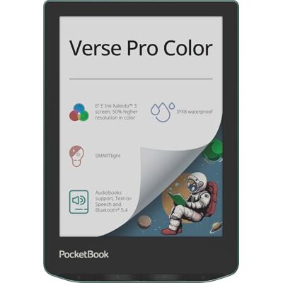 PocketBook E-book Reader 'Verse Pro Color' (Duitse versie) 16 GB geheugen, IPX8, Bluetooth, 15,2 cm (6 inch) E-Ink Kaleido 3 Display Sage Glow PocketBook E-book Reader 'Verse Pro Color' (Duitse versie) 16 GB geheugen, IPX8, Bluetooth, 15,2 cm (6 inch) E-Ink Kaleido 3 Display Sage Glow