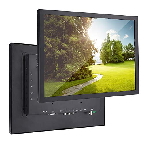 VBESTLIFE Industriële monitor van metaal, Hdmi/Vga/Av/Bnc/USB G15 (V59) voor pc, TV, CCTV, camera, veiligheid, computer, drone (zwart)