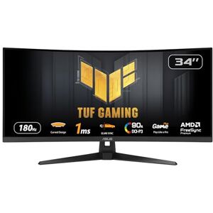 Asus TUF Gaming VG34VQ3B Gaming Monitor – 34 inch WQHD (3440x1440), Curved, 180Hz, ELMB SYNC, FreeSync Premium, 1ms MPRT, 90% DCI-P3 Asus TUF Gaming VG34VQ3B Gaming Monitor – 34 inch WQHD (3440x1440), Curved, 180Hz, ELMB SYNC, FreeSync Premium, 1ms MPRT, 90% DCI-P3