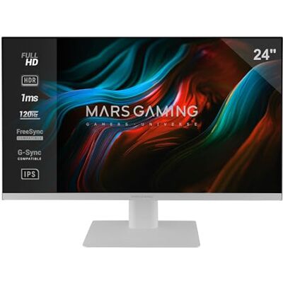 Mars Gaming MV-24, Monitor 24” IPS FHD 120Hz, HDR10 1ms, FreeSync en G-SYNC, PC Monitor met Ingebouwde Speakers, 25° Tilt, Low Blue Light y Flicker Free, HDMI + DisplayPort + Jack 3.5mm, Wit Mars Gaming MV-24, Monitor 24” IPS FHD 120Hz, HDR10 1ms, FreeSync en G-SYNC, PC Monitor met Ingebouwde Speakers, 25° Tilt, Low Blue Light y Flicker Free, HDMI + DisplayPort + Jack 3.5mm, Wit