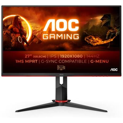 AOC Gaming 27G2 27 inch FHD-monitor, 144 Hz, 1ms (1920x1080, HDMI, DisplayPort, Free-Sync) Zwart/rood AOC Gaming 27G2 27 inch FHD-monitor, 144 Hz, 1ms (1920x1080, HDMI, DisplayPort, Free-Sync) Zwart/rood