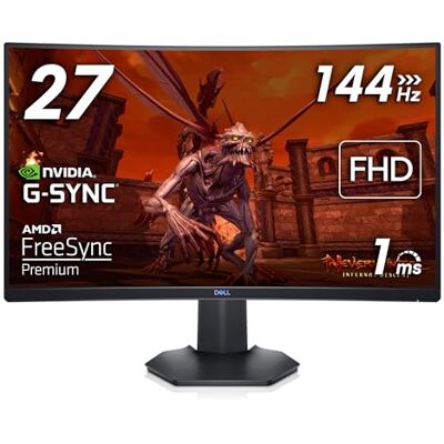 Dell S2721HGFA 27" Full HD (1920x1080) 1500R Gebogen Gaming Monitor, 144Hz, VA, 1ms MPRT, AMD FreeSync Premium, NVIDIA G-SYNC Compatible, DisplayPort, 2x HDMI, 3 Jaar Garantie, Zwart Dell S2721HGFA 27" Full HD (1920x1080) 1500R Gebogen Gaming Monitor, 144Hz, VA, 1ms MPRT, AMD FreeSync Premium, NVIDIA G-SYNC Compatible, DisplayPort, 2x HDMI, 3 Jaar Garantie, Zwart