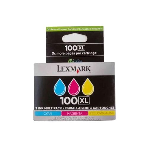 Lexmark 14N0850 100XL inktpatronen 3-pack, cyaan/magenta/geel