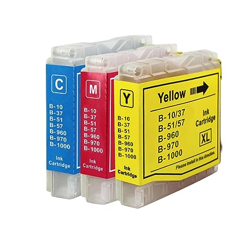 Go Inks 1 GB Inks set met 3 C/M/Y inktpatronen, vervangt Brother LC970 & LC1000, compatibel/niet OEM, voor Brother DCP, MFC en Fax-printers (3 kleuren)
