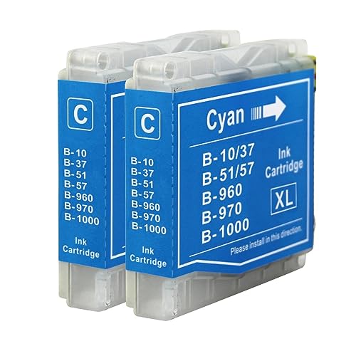 Go Inks 2 GB inktpatronen, cyaan, vervangt Brother LC970C & LC1000C, compatibel/niet OEM, voor Brother DCP, MFC en faxprinter