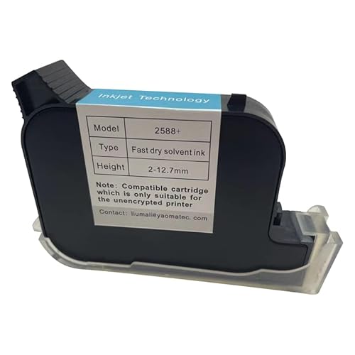 Zhusha Printeraccessoires 2588 2588+ handheld printer inktcartridge snel droge eco solvent 60 0dpi Printhoogte 12.7mm inkjetprinter Kleurrijke inktcartridge (Color : 1 green cartridge)