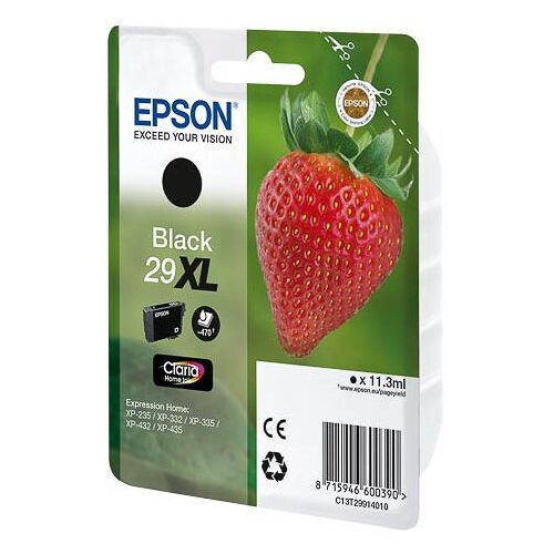 Epson 29XL K inktcartridge voor printers (zwart, hoog, 11,3 ml, 10-80%, -40-60 °C, 5-35 °C)