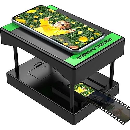 eyesen Mobiele filmscanner 35 mm, positieve en negatieve diascanner, dia's en negatieven thuis met je eigen smartphone digitaliseren, dia's zelf digitaliseren