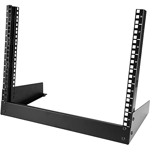 StarTech.com 8U Open Frame Netwerk Rack 2 Stijlen 19" Vrijstaand Desktop Rack voor Computer, AV, Media, IT, Data & Serverruimte Apparatuur (RK8OD)