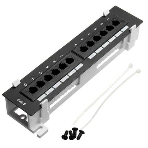 LINGLOUZAN Netwerk Tool Kit 12 Port CAT6 Patch Panel RJ45 Netwerken Muur Mount Rack met Muur Mount Beugel Gemakkelijk Installeren