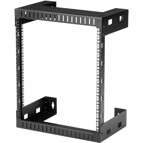 StarTech.com 2 Post 12U Heavy-Duty Wandmonteerbare Server Rack, 19" Open Frame Netwerk Rack, 30cm Diep, Data Rack voor IT/AV/Patchpaneel/Computer Apparatuur (RK12WALLO)