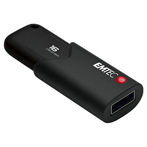 EMTEC Click Secure B120 USB 3.0 (3.2) USB-stick 32 GB Flash Drive extern geheugen, 100 MB/s lezen, 20 MB/s schrijven, met encryptiesoftware AES260 zwart