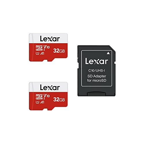 Lexar Micro-SD-kaart 32 GB, geheugenkaart Micro SD met SD-adapter, tot 100 MB/s leessnelheid, UHS-I, U1, A1, V10, C10, microSDHC geheugenkaart