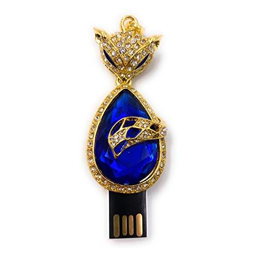 H-Customs H-Douane Kat Hoofd Gouden Blauwe Staart USB Flash Drive 8GB USB 2.0 8 GB USB 2.0