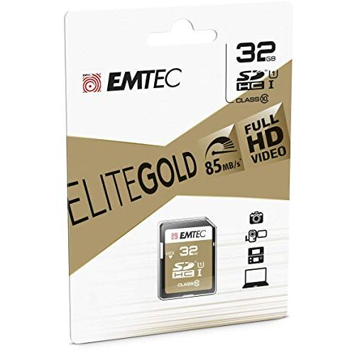 EMTEC 32 GB Class10 Gold geheugenkaart SDHC klasse 10 geheugenkaarten (32 GB, SDHC, klasse 10, 85 MB/s, zwart, bruin)