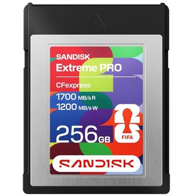 SanDisk CFexpress Type B-kaart FIFA World Cup 2026 Edition, voor FIFA World Cup 2026, 256 GB(leessnelheden tot 1700 MB/s, schrijfsnelheden tot 1200 MB/s, opnamen in maximaal 4K RAW) SanDisk CFexpress Type B-kaart FIFA World Cup 2026 Edition, voor FIFA World Cup 2026, 256 GB(leessnelheden tot 1700 MB/s, schrijfsnelheden tot 1200 MB/s, opnamen in maximaal 4K RAW)