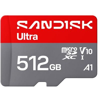 SanDisk Ultra microSDXC UHS-I-kaart + SD Adapter, 512 GB (leessnelheid tot 195 MB/s, Full HD-video, V10, U1, C10, A1) Voor Android-smartphones en -tablets, camera’s en laptops SanDisk Ultra microSDXC UHS-I-kaart + SD Adapter, 512 GB (leessnelheid tot 195 MB/s, Full HD-video, V10, U1, C10, A1) Voor Android-smartphones en -tablets, camera’s en laptops