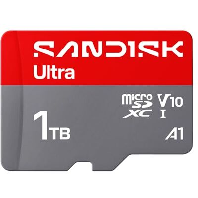 SanDisk Ultra microSDXC UHS-I-kaart + SD Adapter, 1 TB (leessnelheid tot 195 MB/s, Full HD-video, V10, U1, C10, A1) Voor Android-smartphones en -tablets, camera’s en laptops SanDisk Ultra microSDXC UHS-I-kaart + SD Adapter, 1 TB (leessnelheid tot 195 MB/s, Full HD-video, V10, U1, C10, A1) Voor Android-smartphones en -tablets, camera’s en laptops
