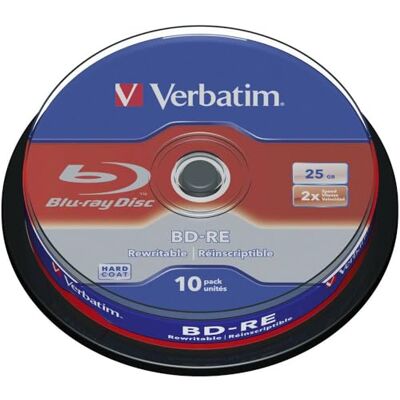 Verbatim BD-R enkellaags Blu-Ray-schijf 25 GB, 2x brandsnelheid, krasbescherming, 10 Pack Spindle Verbatim BD-R enkellaags Blu-Ray-schijf 25 GB, 2x brandsnelheid, krasbescherming, 10 Pack Spindle