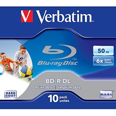 Verbatim BD-R enkellaags Blu-Ray-schijf 50 GB, 6x brandsnelheid, krasbescherming, 10 Pack Jewel Case Verbatim BD-R enkellaags Blu-Ray-schijf 50 GB, 6x brandsnelheid, krasbescherming, 10 Pack Jewel Case