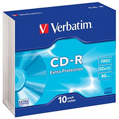 Verbatim CD-R Extra Protection 700 MB 52 keer brandsnelheid, extra bescherming, lange levensduur, 10 Pack Slim Case Verbatim CD-R Extra Protection 700 MB 52 keer brandsnelheid, extra bescherming, lange levensduur, 10 Pack Slim Case