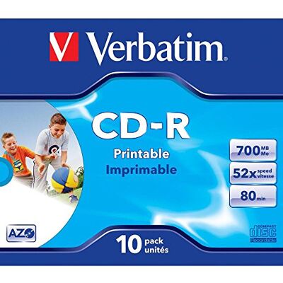 Verbatim 2330519 CD-R AZO 700 MB 52x brandsnelheid, lange levensduur, bedrukbaar, 10 Pack Jewel Case, 10 St. bedruckbar, wit Verbatim 2330519 CD-R AZO 700 MB 52x brandsnelheid, lange levensduur, bedrukbaar, 10 Pack Jewel Case, 10 St. bedruckbar, wit
