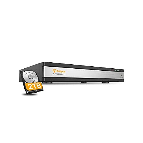 Anlapus 16CH H.265+ 1080P HD DVR Netwerk Video Recorder Recorder met 2TB harde schijf, ondersteunt TVI/CVI/AHD/960H 720P 1080P CCTV-systeem