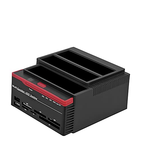 Annadue computerbehuizing voor harde schijven, 2,5 "3,5" Dual Bay USB3.0 SATA IDE HDD-dockingstation, met duplicator-cloner-functie voor harde schijven(EU)