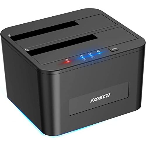 FIDECO Harde Schijf Docking Station, USB 3.0 naar SATA Externe Harde Schijf Docking Station voor 2,5 en 3,5 inch SATA HDD of SSD, ondersteuning voor offline kloon, TF- en SD-kaartlezer