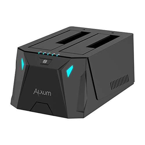 Alxum USB C naar SATA HDD Harde Schijf Docking Station met Offline Kloon Functie voor 2,5 & 3,5 Inch SATA HDD SSD Harde Schijven, SATA Externe Dual Bay Dock Ondersteuning 2 x 18 TB