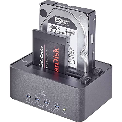 Renkforce rf-docking-08 USB 3.2 Gen 1 (USB 3.0) SATA 6 Gb/s 2 poorten Harde schijf-dockingstation 2.5 inch, 3.5 inch Me