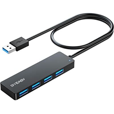 BYEASY USB-hub, USB-splitter voor laptop, multiport USB 3.0 hub, multi-USB-poort expander, snelle gegevensoverdracht 4-poorts USB-hub compatibel met Windows-pc, Mac, printer, mobiele harde schijf BYEASY USB-hub, USB-splitter voor laptop, multiport USB 3.0 hub, multi-USB-poort expander, snelle gegevensoverdracht 4-poorts USB-hub compatibel met Windows-pc, Mac, printer, mobiele harde schijf