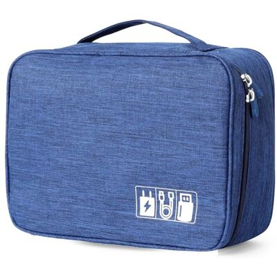 AiQInu Universele organizer tas voor reizen, elektronisch, accessoires voor tablet, externe harde schijf, oplader, USB-kabel, adapter, geheugenkaarten, donkerblauw, 2 lagen, kabelorganizer tassen AiQInu Universele organizer tas voor reizen, elektronisch, accessoires voor tablet, externe harde schijf, oplader, USB-kabel, adapter, geheugenkaarten, donkerblauw, 2 lagen, kabelorganizer tassen