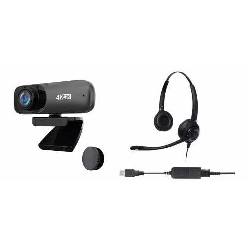 Pro-Ject 4K UHD   Ultra High Definition-webcam   Binaurale ruisonderdrukking USB-headset   Bundelpakket   Compatibel met Bopup Messenger