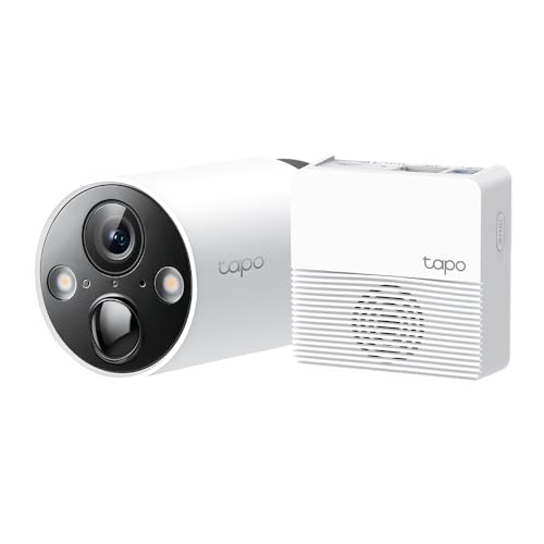 Tapo TP-Link  C420S1 bewakingscamera voor binnen en buiten, 2K hoge resolutie, oplaadbare batterij van 5200 mAh, nachtzicht in kleur, AI, microSD-kaart en cloudopslag, 1 camera met hub